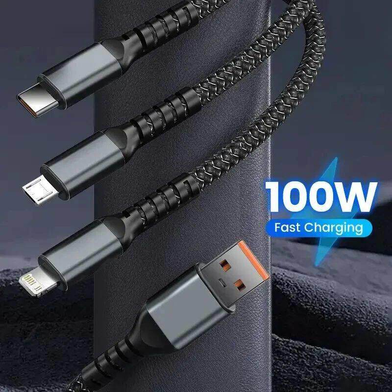 Luminous Data Cable 3 In1 Mobile Phone Charging Cable 100W F