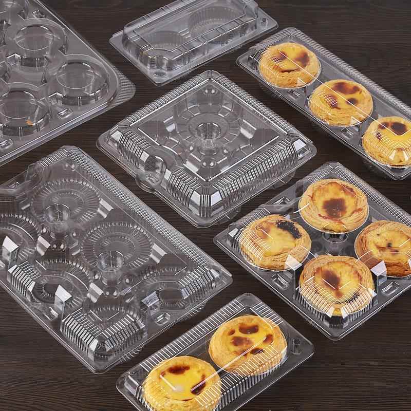 长DTH条透塑料蛋挞糕盒钵仔摊粘明豆包卡通包打包盒摆用塑料盒可