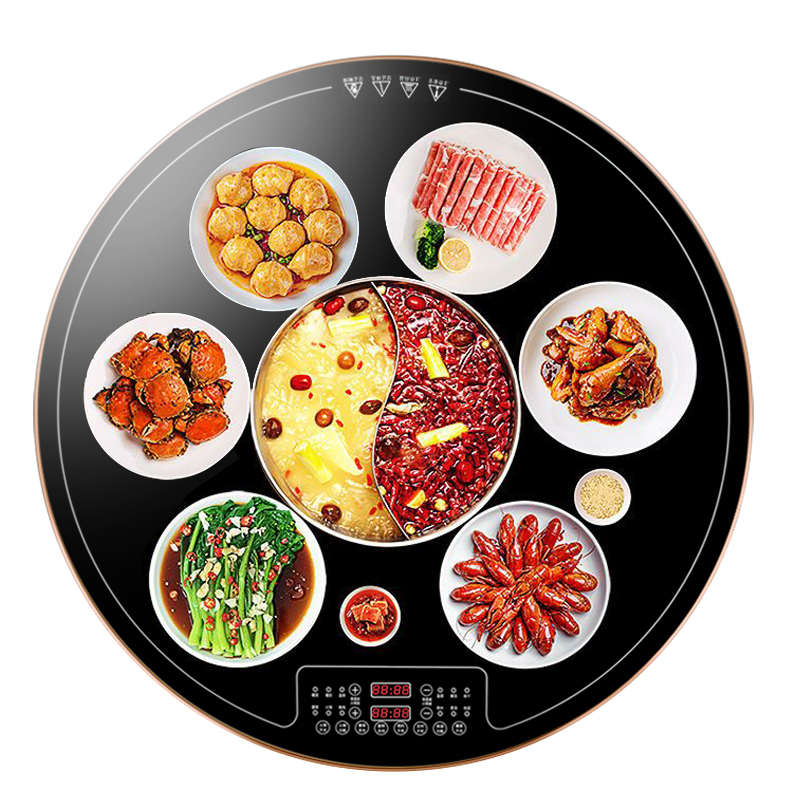 批发火锅暖菜板自动旋转恒温餐桌家用饭菜保温板智能加热转盘桌垫
