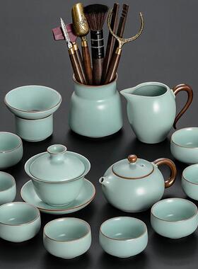 高档汝窑茶具套组5202新室款轻奢高档泡茶专用杯办公功夫小茶陶瓷