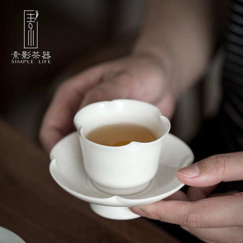 素影 德化白瓷茶杯主人杯手工陶瓷功夫茶具品茗杯男女小茶碗茶盏