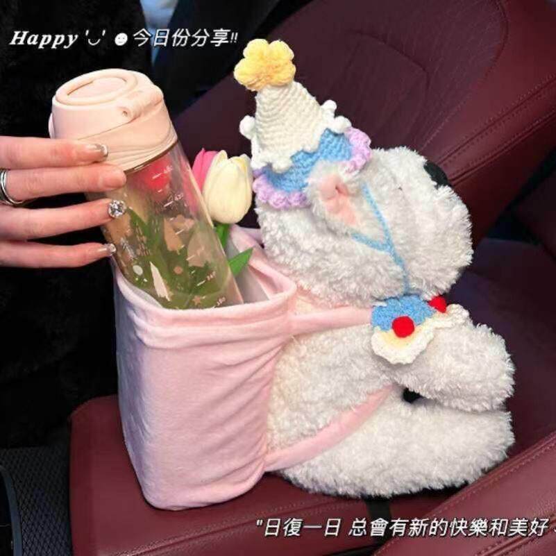 新款车载纸巾盒垃圾桶二合一汽车座式抽取式卫生纸盒收纳盒多功能