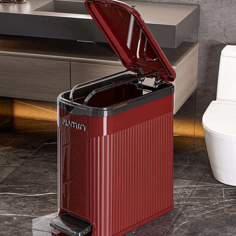 轻奢垃圾桶家用卫生间压圈带盖脚踩按压式夹缝客厅卧室厨房垃圾筒