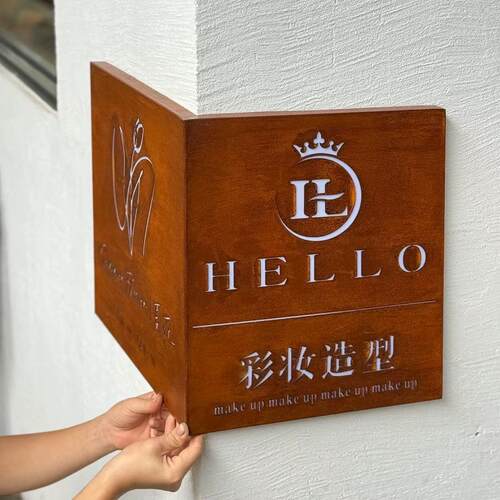 创意拐角镂空灯箱led双面转角广告牌门牌招牌定制悬挂金属发光字