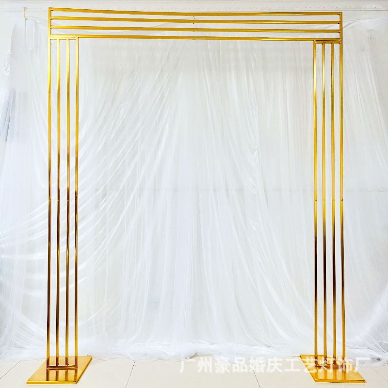 具子镀金色背景厂架婚庆铁艺道户外婚礼装饰方形架屏HP-Z078风家