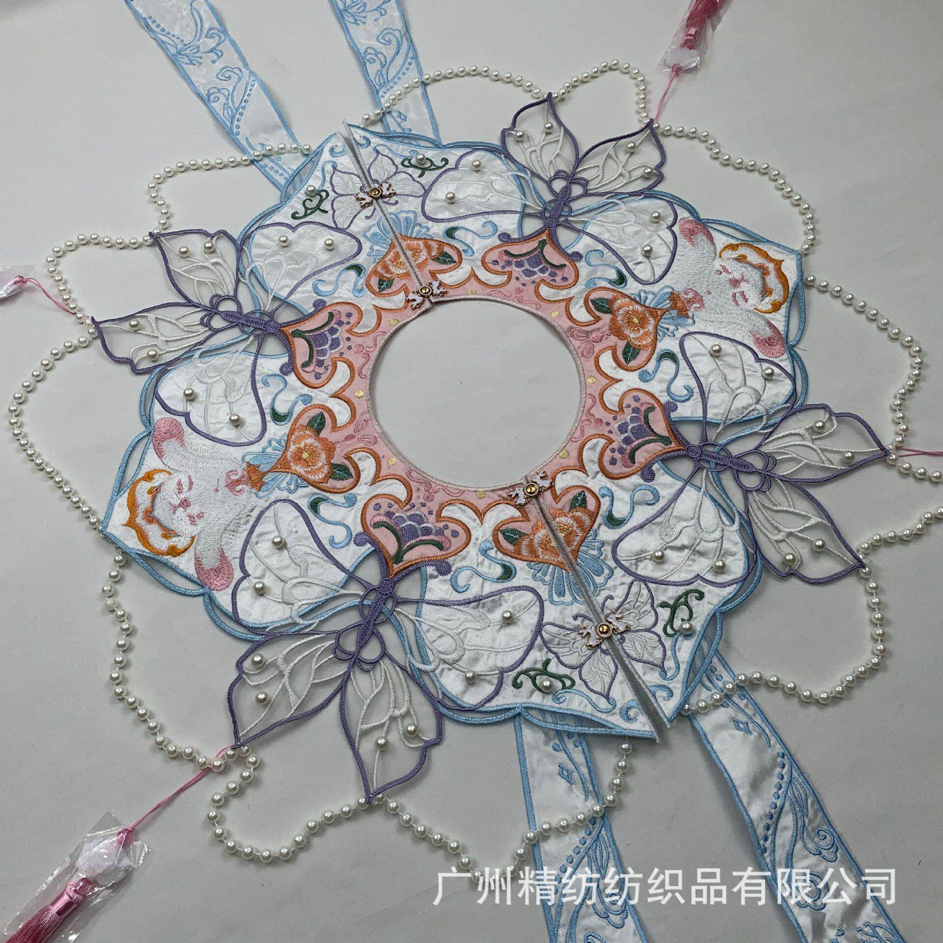 云肩缥带流红色白色蝴蝶结刺绣花边辅料服装配饰装饰蕾丝配件