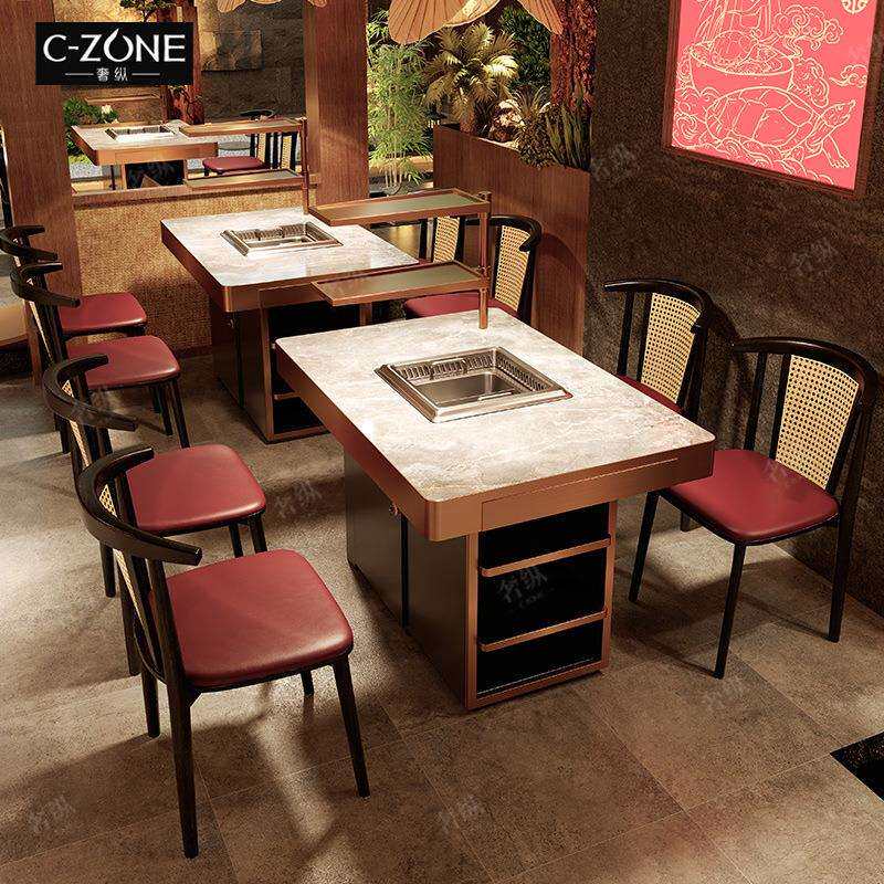SHEZONG-岩板烤肉店餐桌火锅椅连锁主题厅卡座沙发湘菜馆火烤锅店