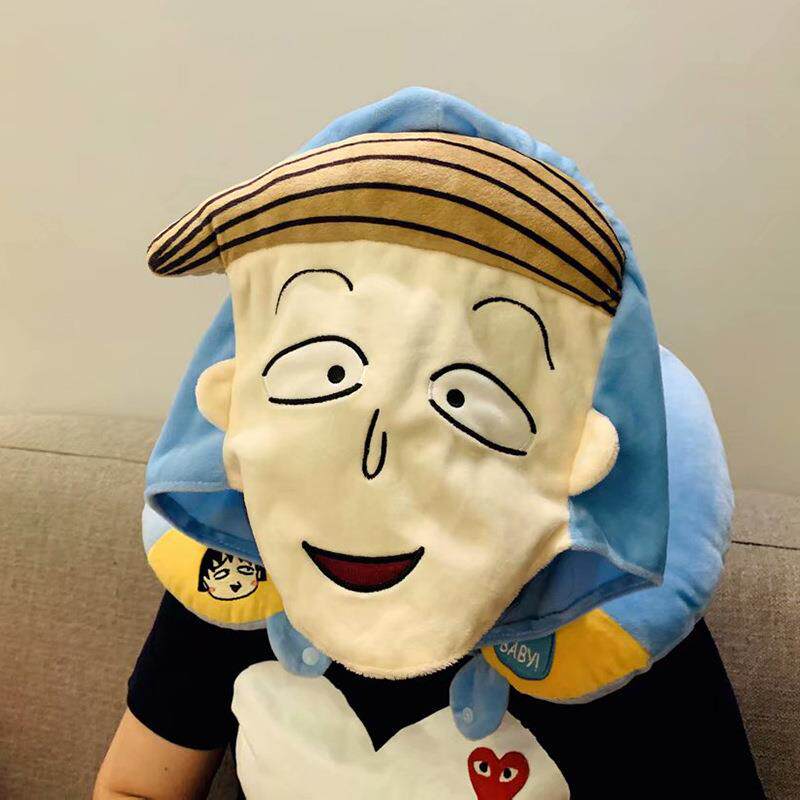 新款直销卡通樱桃小丸子花轮河彦连帽U型枕旅行便携遮光飞机护颈