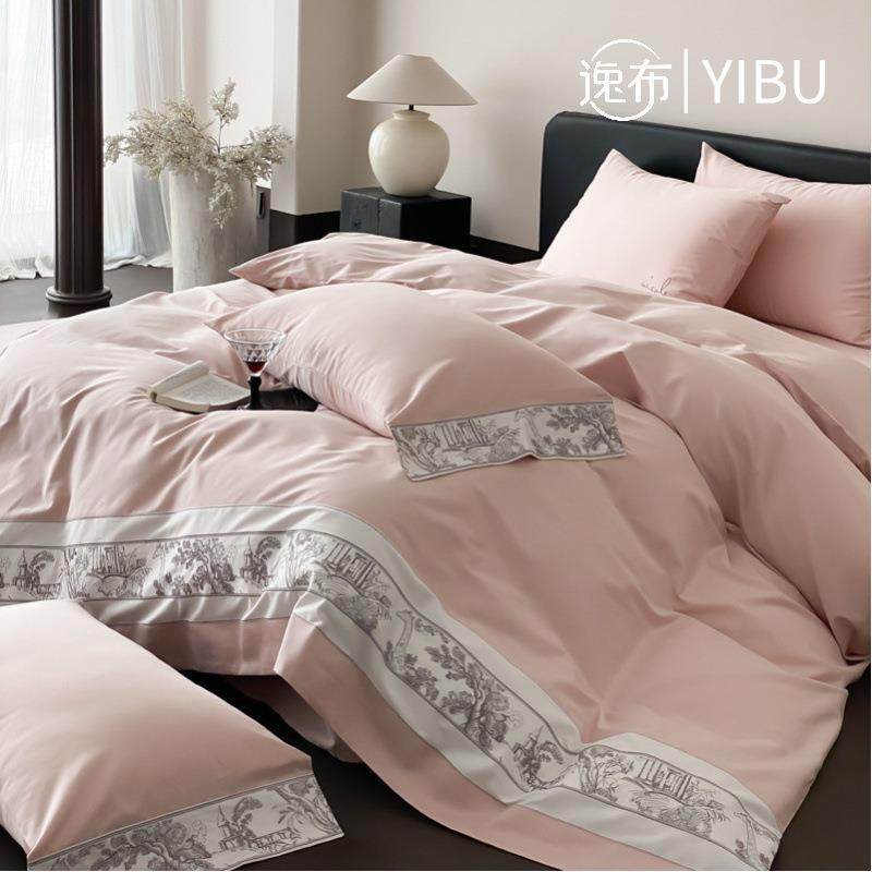 法式复古100S亲肤长绒棉床上四件套全棉印花被套床单纯棉四件套