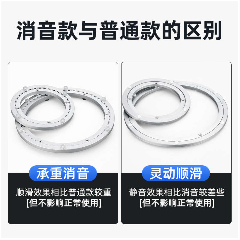 餐桌转盘底座轴承铝合金实木桌大理石板玻璃圆桌转芯旋转轨道转盘