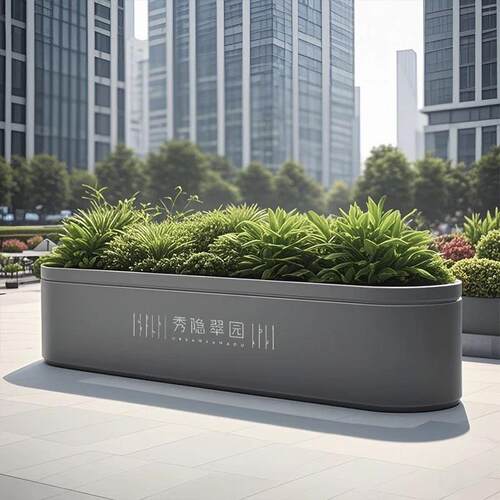 不锈钢花箱户外商业街广场简约餐厅隔断写字楼可移动滑轮座凳树箱