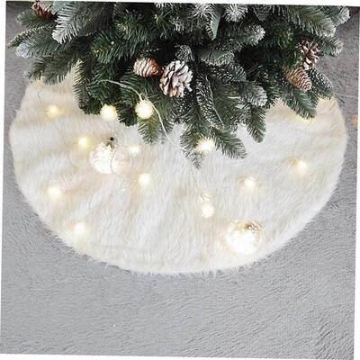 White plush Christmas tree skirt Christmas decorations Chris