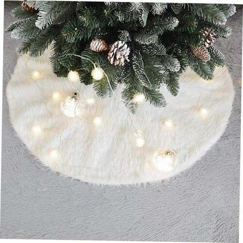 White plush Christmas tree skirt Christmas decorations Chris