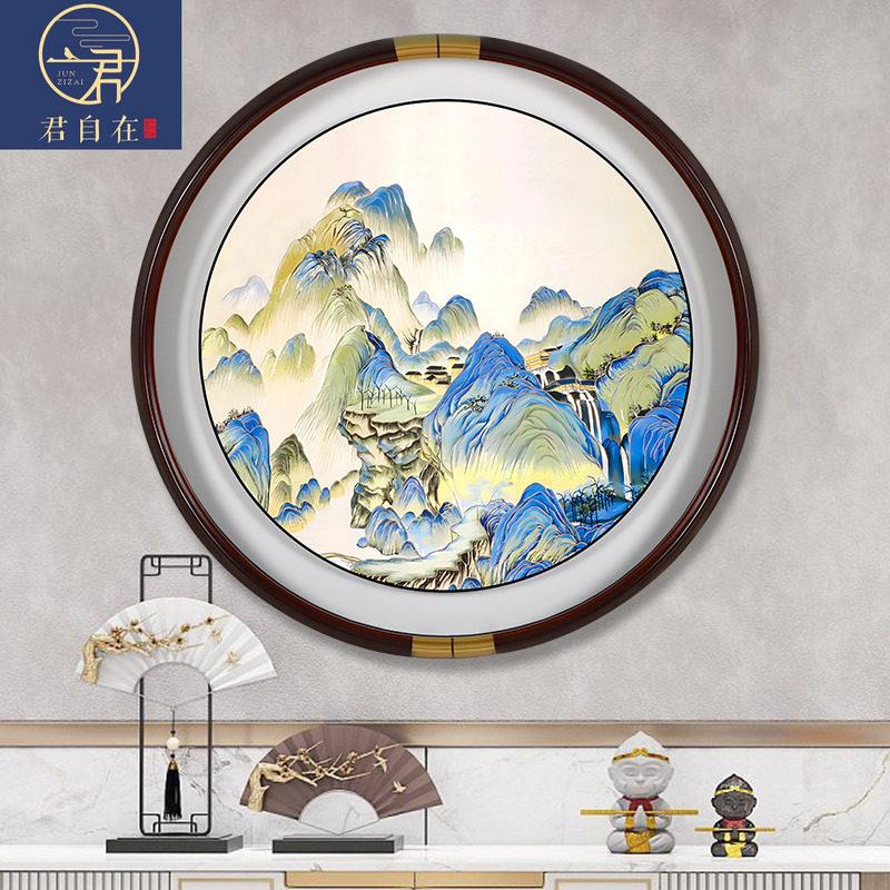 客厅沙发背景墙装饰画入户玄关铜挂画餐厅高级新款简约千里江山图