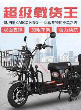 载重王电动车拉货电瓶车二轮载货路霸外卖送餐铁皮踏板车72v电摩