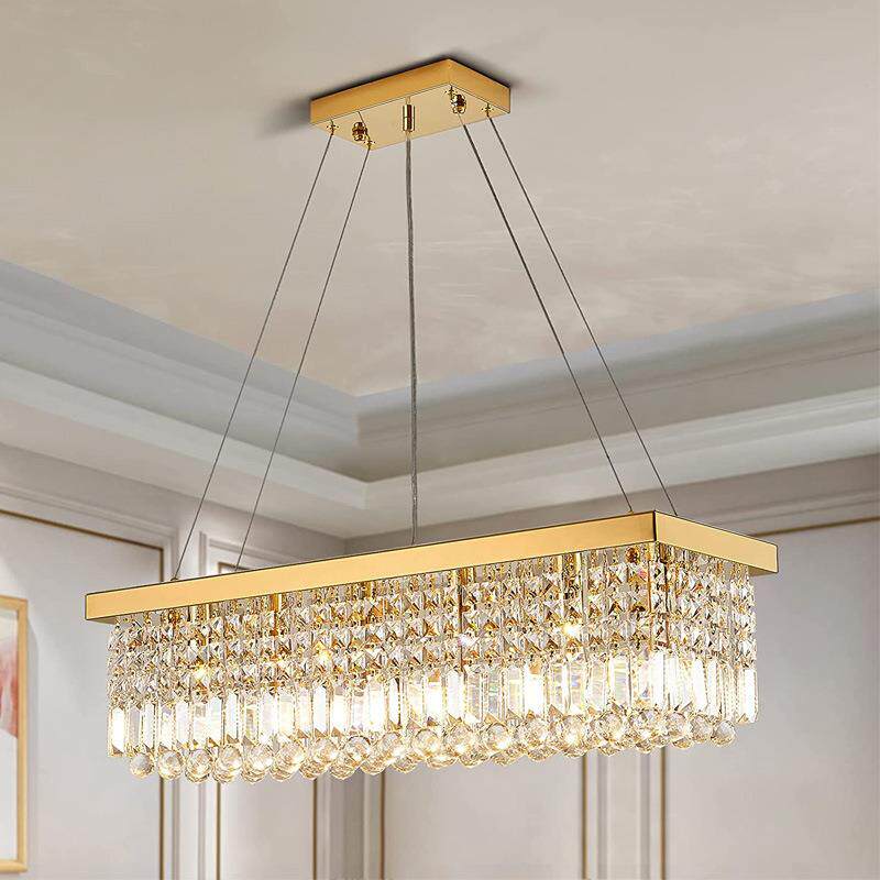 简约时尚餐厅灯吊灯现代家用一字型水晶灯具轻奢高端设计师吧台灯