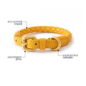 Loudik批发编织皮质狗狗牵引绳宠物项圈遛狗绳子狗带中小型犬