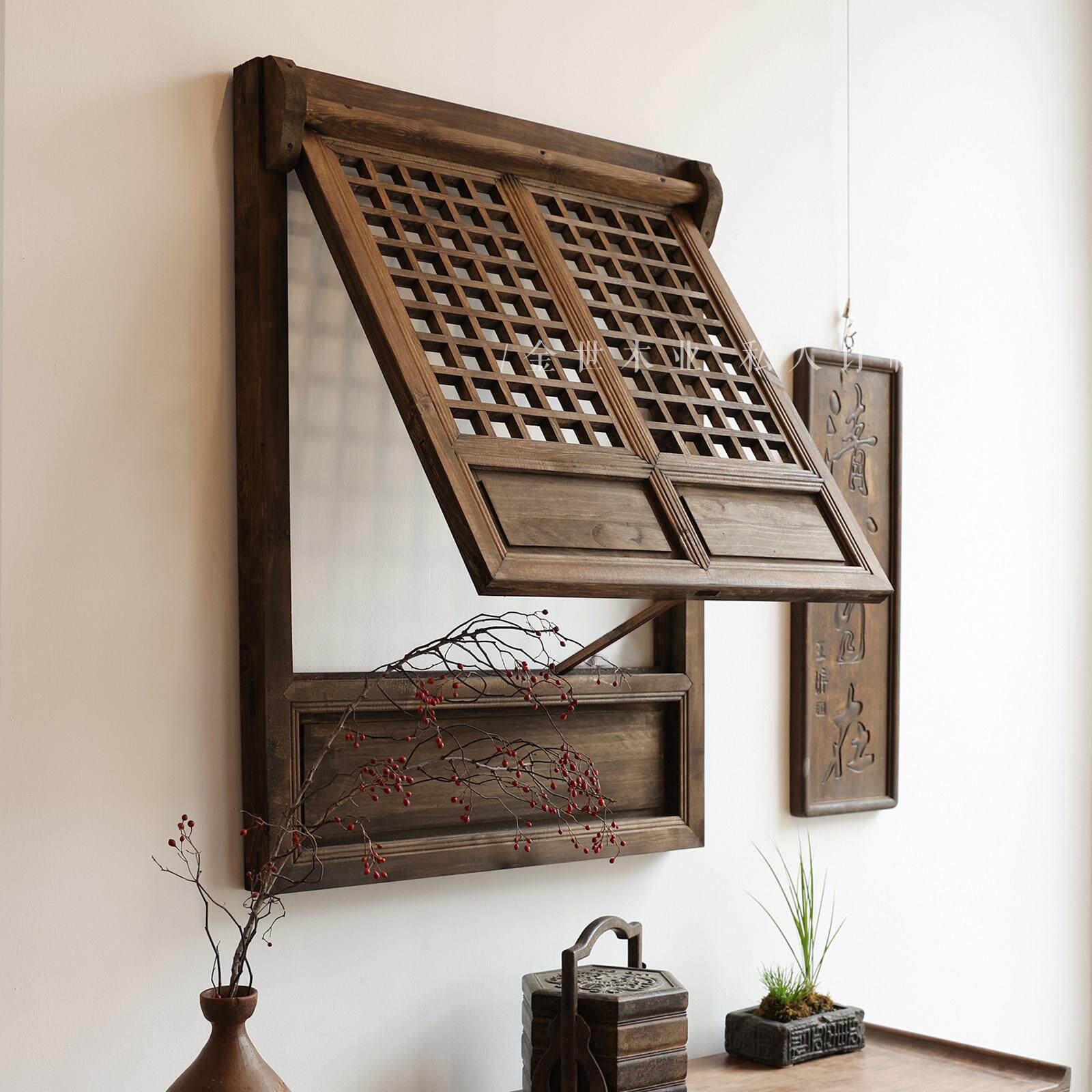 上翻窗｜中式覆古花窗彷古做旧支摘窗古风雕花门窗窗櫺东阳木雕