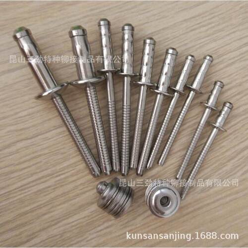 不锈钢双鼓抽芯铆钉 304全钢扁圆头多股鼓拉钉结构抽芯双鼓型铆钉