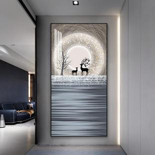 2021新款玄关装饰画竖版走廊过道挂画现代简约客厅星空福鹿壁画