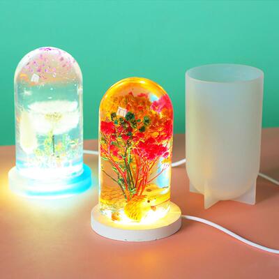 滴胶diy磨具led小夜灯摆件干花标本USB底座球形灯座圆柱硅胶模具