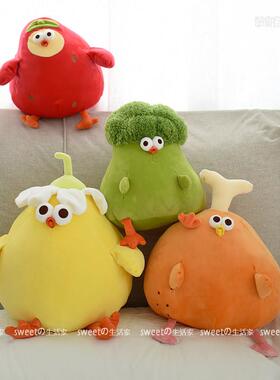 椰子鸡抱枕小黄鸡毛绒玩具菜鸡靠枕午休枕汽车家居摆件公仔礼物