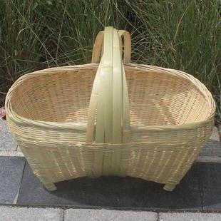 家庭实用 手工编织手提菜篮 多尺寸选择 竹编购物篮 收纳筐
