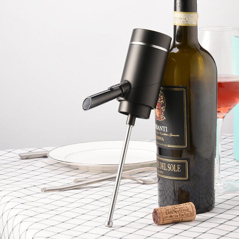 葡萄酒电动快速醒酒器可充电红葡萄酒泵酒分配器醒酒器不锈钢酒管