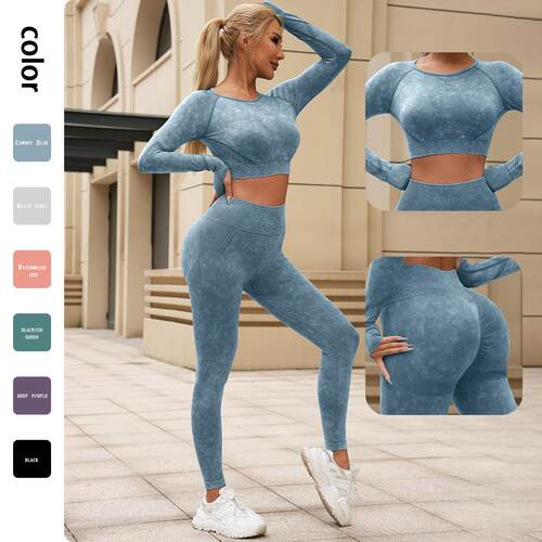 Yoga suit set, women's long sleeved pants, two honey