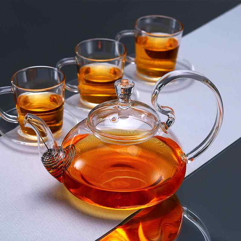 耐高温玻璃茶壶 壶口过滤网 高把壶防掉盖泡茶壶仙踪壶花茶壶