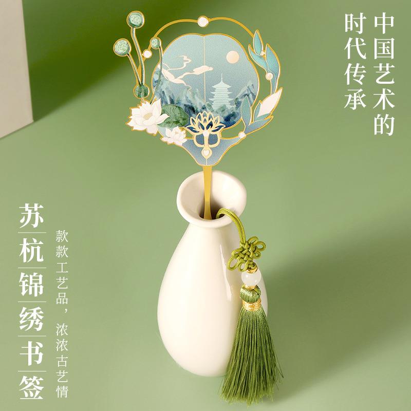 新款直销中国风黄铜书签 精美古典苏杭锦绣金属书签文创文具景区图片
