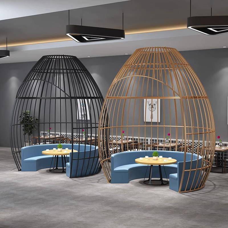 网红餐厅创意鸟笼造型卡座户外别墅花园金属鸟笼沙发铁艺装饰道具