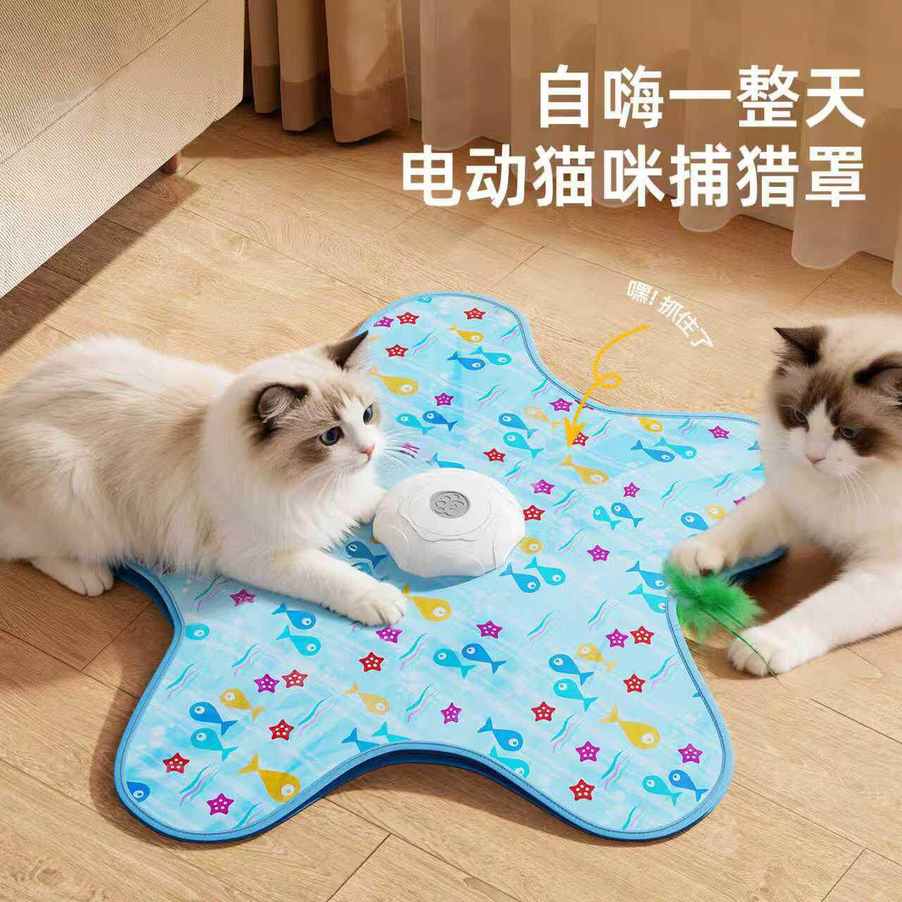 猫咪捕猎罩玩具自动转盘逗猫棒宠物游戏罩猫咪互动玩具躲藏罩玩具