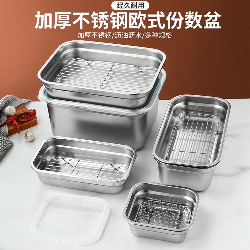 不锈钢保鲜盒带盖子可视饭盒冰箱冷藏长方形食品中式盒子盛菜盆餐