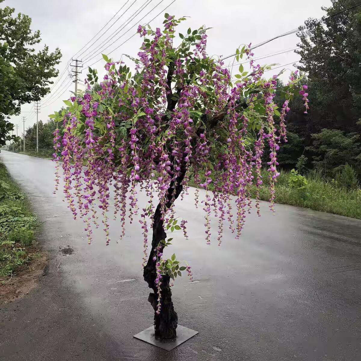仿真紫藤树假树假花客厅装饰绿色绿植物落地绢花盆栽仿真植物造景