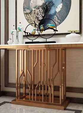 奢大KT007理石玄关桌轻简约入户条案窄玄桌玄关台欧式不锈钢关桌