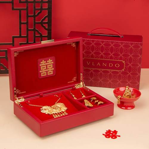 新款VLANDO唯朵首饰盒人项炼戒指五金收纳盒新婚结婚/礼物送新兰