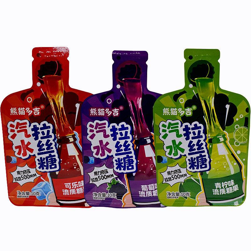 水果味怀旧软糖熊猫多吉汽水拉丝糖可乐味流质软糖8090后童年