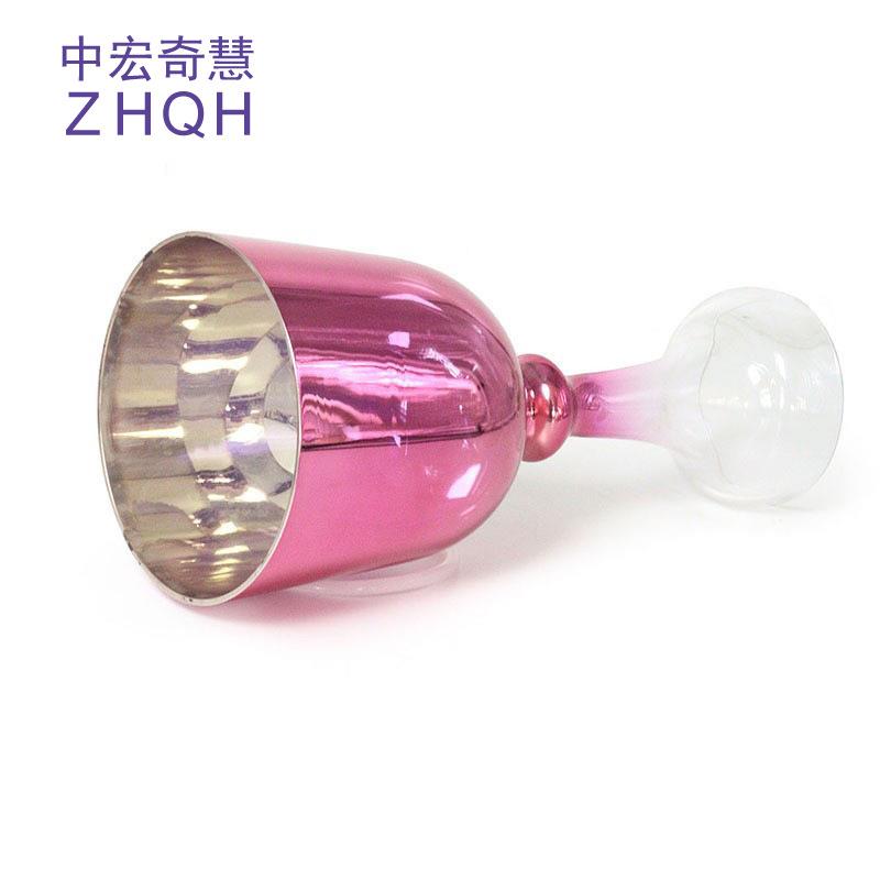 暗红色渐变手持圣杯水晶歌唱碗水晶音乐钵颂钵愈合歌唱碗打击乐器