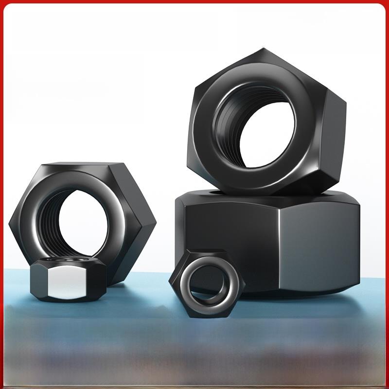高强度六角螺母黑化螺母锁紧螺母细齿薄头M6M8M10M12Mm1416M18M20