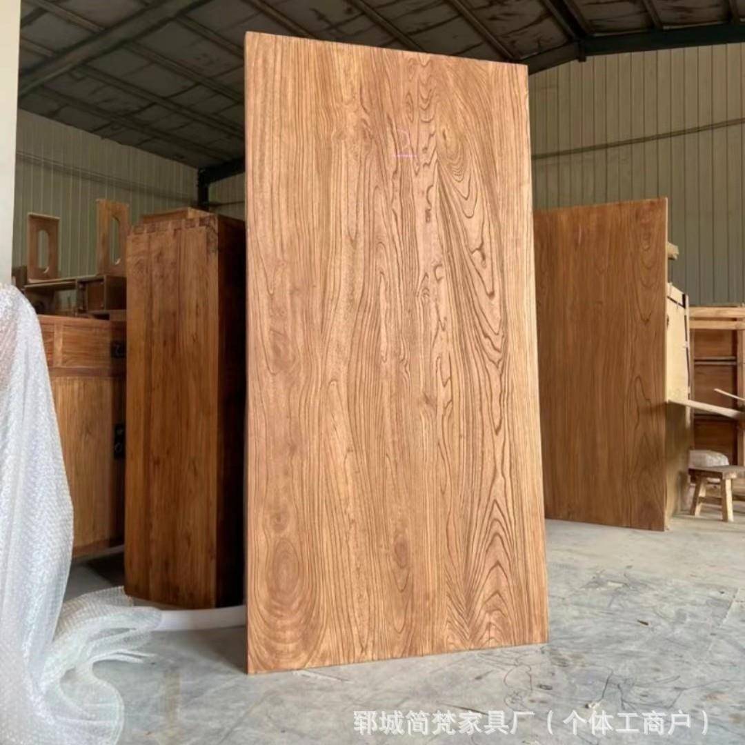 老榆木板材实木整张家具桌面板自然风化做旧老门板民宿装饰木地板