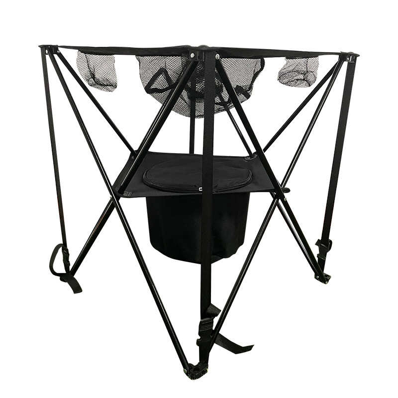 户外折叠冰包烧烤桌 野营野餐休闲沙滩桌 带杯圈便携折叠式冰桶桌