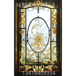 饰彩色玻璃门窗 民宿别墅艺术装 田园风格 镶嵌彩色玻璃门