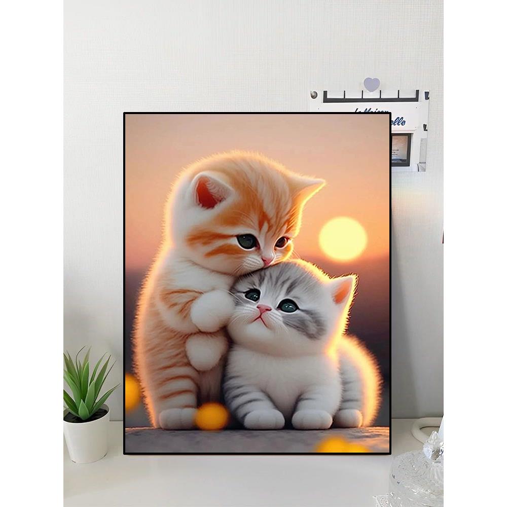 可爱动物猫咪钻石画2024新款 手工5d点贴钻十字绣diy客厅卧室满钻