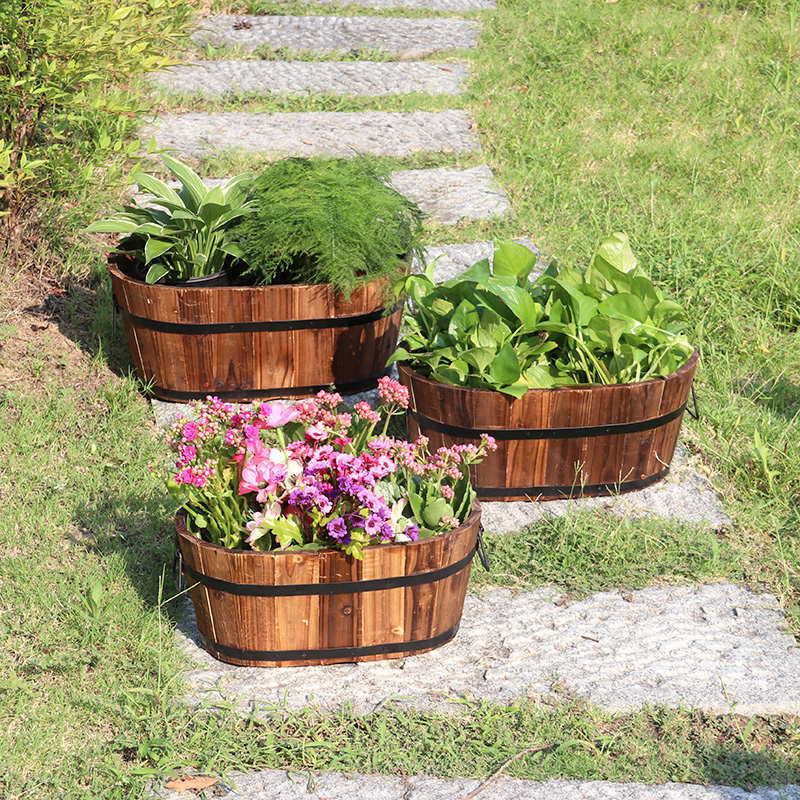 防腐木花箱实木户外庭院碳化花盆长方形种植箱花槽木质种菜绿植盆