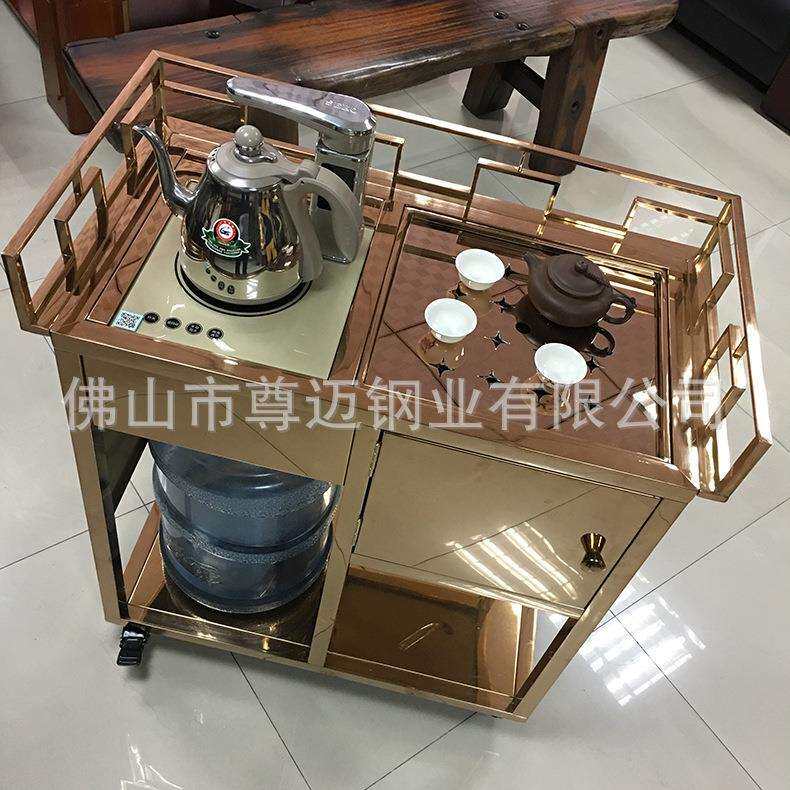 金属不锈钢茶车移动小茶台简约阳台小茶桌茶具组合套装烧水一体