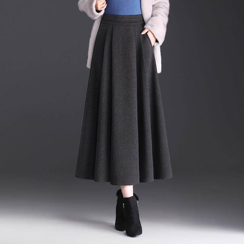 梨型身材A字裙女2025秋冬高腰半身裙垂感爆款高级感西装百褶裙子