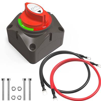 电池断开开关6AWG20英寸电池电缆组，12V-48V电池关闭开关套组