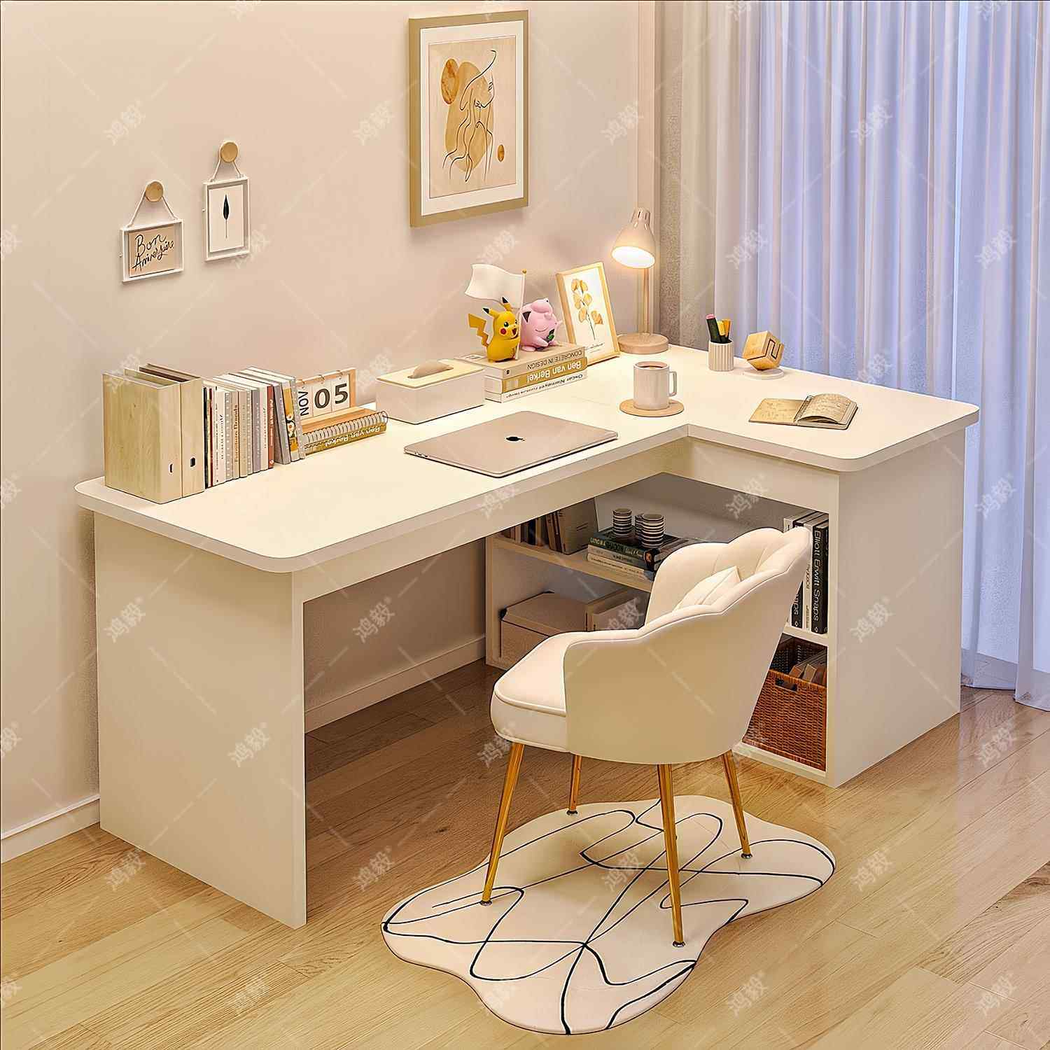 转角书桌书柜一体桌卧室梳妆台家用学生学习写字桌拐角办公电脑桌,住宅家具,书桌,淘宝优惠券,粉丝福利购,淘宝优惠卷