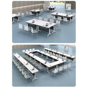 折叠条训桌可拼接办培公桌长椅组BCZDZ合职员会由议桌侧翻台自组
